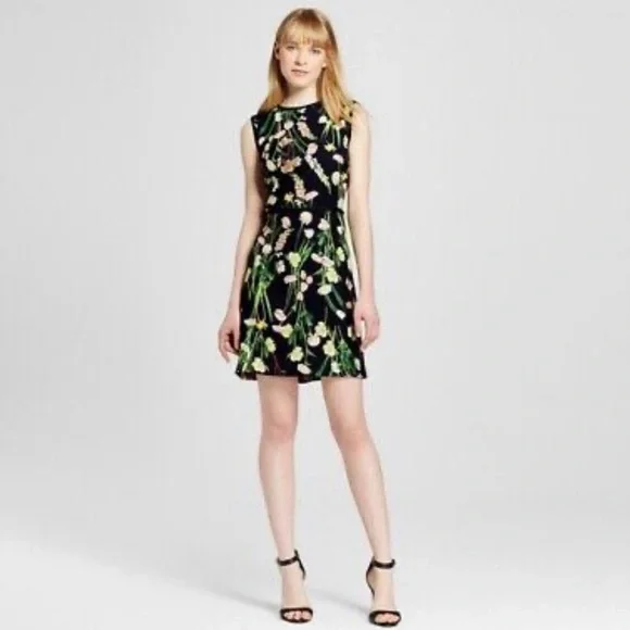 Victoria Beckham for Target | Dresses | Victoria Beckham For Target Black  English Floral Satin Dress Size Medium | Poshmark